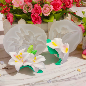 Molde de Silicona 3D de Lirio y Acordeón para Decoración de Pasteles con <span class=keywords><strong>Fondant</strong></span>, Arcilla, Resina, Velas, Jabón - Molde DIY de Flores para Reposterí<span class=keywords><strong>a</strong></span> - Product Image 1