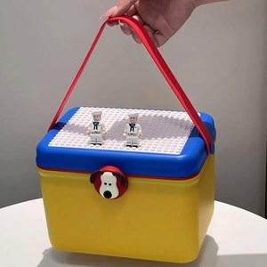 Boîte de rangement créative pour blocs de construction, jaune, 400G, organisateur de bureau couvert pour enfants et usage domestique - Product Image 1