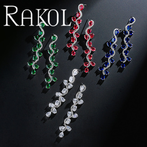 Rakol EP632ต่างหูรูปใบไม้เพทายรูปใบไม้ทรงยาวดีไซน์ใหม่ - Product Image 1