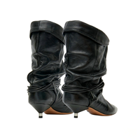 Bottines à talon épais pour femme avec logo personnalisé, en PU, à bout pointu, style décontracté, semelle en caoutchouc