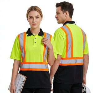 Camiseta Polo Térmica de Seguridad Reflectante de Manga Corta para Hombre, de Alta Calidad, Secado Rápido, Transpirable, Ropa de Trabajo de Alta Visibilidad, Impermeable, de Poliéster - Product Image 1
