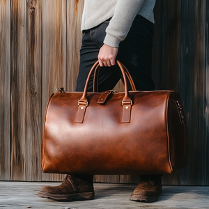 Bolsa de lona de cuero genuino con logotipo personalizado Bolsa de viaje de noche para hombre Bolsa de lona de cuero - Product Image 1