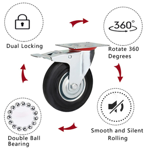 Castor Wheels Hersteller Top Plate 3 Zoll 3,5 Zoll 4 Zoll 5 Zoll 6 Zoll 8 Zoll Industrial Swivel <span class=keywords><strong>Rubber</strong></span> <span class=keywords><strong>Caster</strong></span> Wheels - Product Image 2