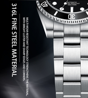 Montre Homme Automatique 40mm 100m Verre Saphir Logo Stérile Mouvement Seiko NH35 Lunette SUB Mécanique Montre Logo Personnalisé