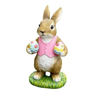 Statuette <span class=keywords><strong>de</strong></span> <span class=keywords><strong>Lapin</strong></span> Debout Personnalisée - Décoration <span class=keywords><strong>de</strong></span> Pâques en Résine Premium avec Œufs Peints, Idéale pour les Expositions Saisonnieres et les Cadeaux - Product Image 1