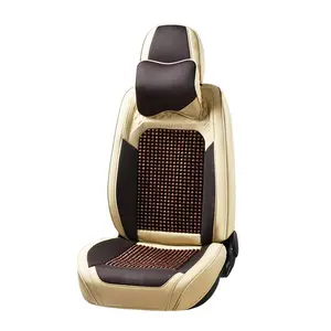 מול מושב רכב כיסוי מושב רכב מושב מגן אופנה גבוהה באיכות 9D ארבע עונה אוניברסלי עור מפוצל עץ חרוז