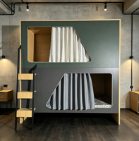 Lit superposé durable en métal et bois pour hôtel et appartement, lit superposé double capsule spatiale, mobilier de dortoir, direct usine