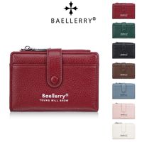 Dompet pendek Baellerry Premium berbahan kulit PU tekstur litchi dengan banyak slot kartu dan tempat koin