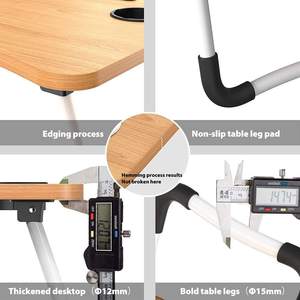 Giường Gấp Cắm Trại Tại Nhà Văn Phòng Bằng Gỗ Khay Học Tập Cho Trẻ Em Bàn Máy Tính Xách Tay Di Động Bàn Giường Có Thể Gập Lại Với Sạc USB - Product Image 3