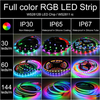 Ruban LED WS2812B 5050 RGB 5V 30/60/144LED Pixels Bande Lumineuse LED RGB Adressable WS2812 IC Étanche IP30 IP65 IP67