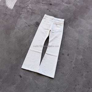 Vaqueros holgados de mezclilla selvedge blanca para hombre, diseño personalizado, corte holgado, pierna ancha de 14 pulgadas, corte bootcut sin rematar, pantalones salvaje, vaqueros streetwear - Product Image 2