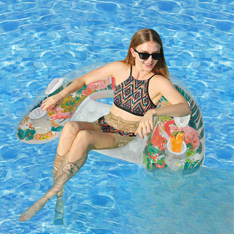 U-shaped sequined leaves flamingo lounge chair floating row