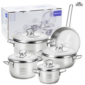 Ensemble de casseroles et poêles de cuisine en acier inoxydable de haute qualité en gros, <span class=keywords><strong>9</strong></span> pièces, ensemble de casseroles à induction, OEM/ODM - Product Image 1