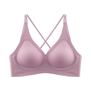 Sujetador sexy sin costuras con espalda cruzada para mujer, realce para busto pequeño, sin aros, antideslizante - Product Image 6