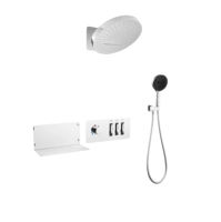 Ensemble de douche encastré thermostatique Koala KS-3107 en laiton finition bronze moderne, mitigeur monocommande 3 fonctions avec cascade