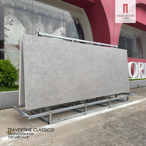 Pierre frittée grise 1200x2800 mm, travertin, surface mate, <span class=keywords><strong>marbre</strong></span> naturel <span class=keywords><strong>de</strong></span> luxe, 6 mm, pour murs intérieurs et extérieurs - Product Image 1