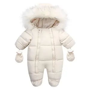 2023 épais chaud infantile à capuche à l'intérieur polaire barboteuses nouveau-né garçon fille salopette combinaison enfants habit de neige bébé vêtements pour l'hiver
