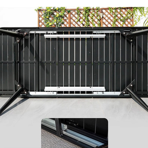 Bộ bàn ghế có thể mở rộng 180-240cm hiện đại màu đen cho bữa tiệc tối ngoài trời - Product Image 6