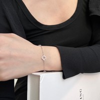 Bracelet porte-bonheur trèfle à quatre feuilles en argent S925 de haute qualité, plaqué or blanc, anti-ternissement, avec CZ, bracelets, colliers, boucles d'oreilles pour femmes