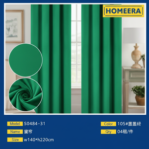 Cortinas de Poliéster Verde de 140x228cm con Ojales, Decoración del Hogar, Tela para Ventanas y Tratamientos, Venta al por Mayor - Product Image 1