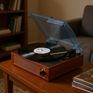 Tocadiscos de Vinilo de 3 Velocidades con Transmisión por Correa Altavoces Estéreo Integrados de 10 W Cápsula Magnética Soporte para Bluetooth y Salida RCA - Product Image 2