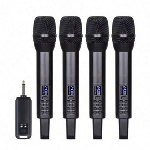 Microphone sans fil 4 canaux rechargeable 2.4G avec écho, aigus et basses pour karaoké - Product Image 1