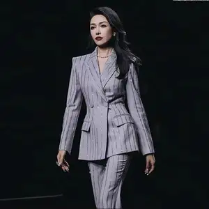 Bettergirl Ermanno Scervino High-grade Fried Street Small Suit New Gray Hot Rhinestone Suit For Women