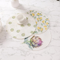 Nouveau Set de Table Rond en PP Imprimé Style Printanier, Fin, Luxueux, Isolant Thermique, Motifs Personnalisables