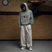 Sweat à capuche zippé de luxe 420 g/m² pour homme, style vintage délavé, avec appliques et patchwork, streetwear perlé, veste personnalisable avec logo