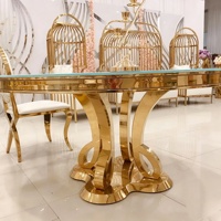 Table Ronde Moderne de Luxe en Acier Inoxydable et Verre Titane pour Mariages et Événements Valor TC0010