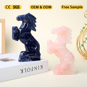 New Arrived Hand Carved <b>Crystal</b> <b>Animals</b> Healing Fluorite Horse Statue for Home Decoration - Product Image 2
