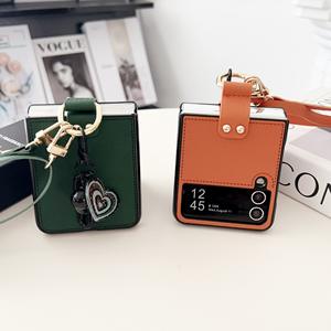 Étui de téléphone pliable en cuir antichoc avec cordon de style Ins, étui à rabat pour <span class=keywords><strong>ZFlip</strong></span> 3 4 5 6 - Product Image 2