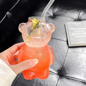 クラシックデザインレストランテディベア型コーヒーカップかわいい漫画耐熱ガラスミルクティーカクテルガラス用ジュースカップ - Product Image 4