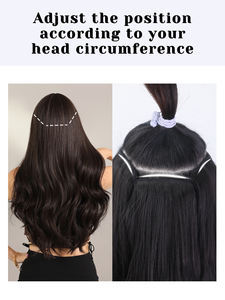 Extensiones de cabello sintético de onda larga de 20 pulgadas marrón claro 6 Clips seguros Tamaño ajustable Clip-on Postizo Tipo de uña preadherida - Product Image 5