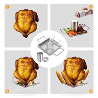 Support 2 en 1 pour rôtissoire de poulet Support pour barbecue Support vertical en acier inoxydable pour rôtissoire de poulet pour four à poulet