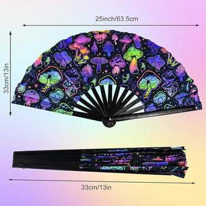 Ventilateur Rave 13 ''UV Glow Clack Ventilateur à main Festival Champignon magique Ventilateurs pliants pour Festivals de musique Carnaval Disco Party Neon Party - Product Image 3