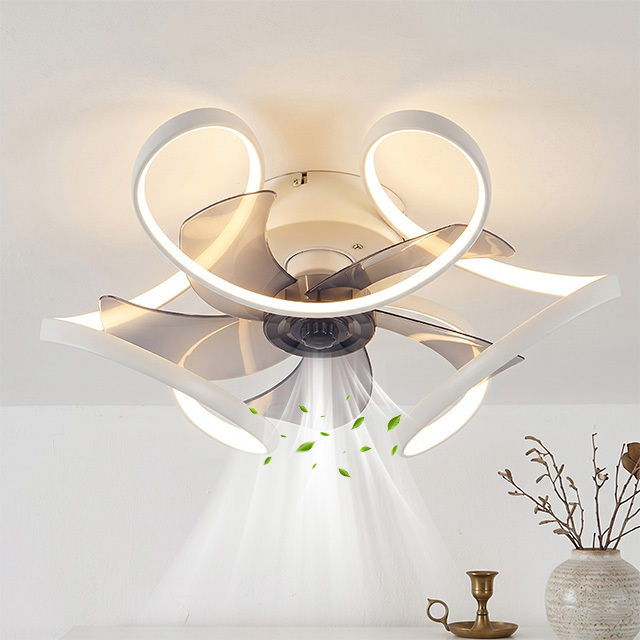 Creative Modern Invisible Chandeliers with Fan LED Ceiling Fan Light Bedroom Light Fan Integrated Restaurant Ceiling Lamp