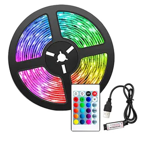 ตกแต่ง DC 5V 5050 2835 1M 2M 3M 4M 5M 10M 15M 50M SMD RGB ยืดหยุ่นทีวี Backlight สมาร์ทไฟ LED Strip พร้อมรีโมท USB