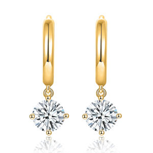 Pendientes de Aro Pequeños de Plata de Ley con Moissanita VVS, Estilo Hip Hop, de Moda, con Círculo de Color Chino - Product Image 1