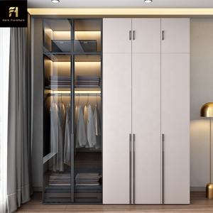 Armoire Battante Moderne Beige avec Porte Vitrée en Bois Personnalisée, Nouveau Design pour Rangement de Vêtements pour Hôpital, École, Villa - Product Image 2