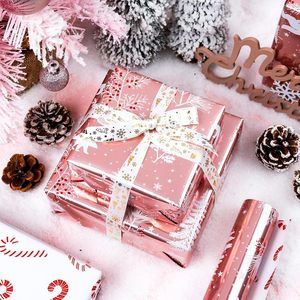 <b>Pink</b> double-sided Christmas tree fox and polar <b>bear</b> patterns Christmas candies coated aluminum gift wrapping paper - Product Image 3
