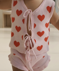 Ensemble en crochet personnalisé : Haut à nouer ajouré à volants et short, Combinaison tricotée, Barboteuse en maille - Product Image 5