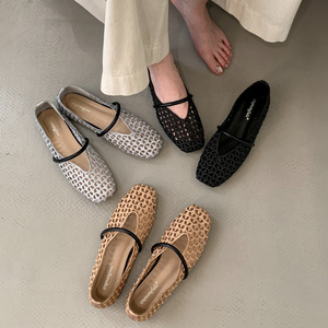 Scarpe da <span class=keywords><strong>Donna</strong></span> Intrecciate alla Moda 2025, <span class=keywords><strong>Ballerine</strong></span> <span class=keywords><strong>con</strong></span> Punta Quadrata, Tomaia in Rete Intrecciata, <span class=keywords><strong>Tacco</strong></span> Basso, Mary Jane per Signore - Product Image 1