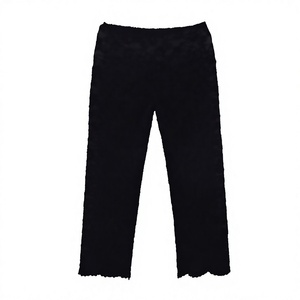 Women High Waist <b>Lace</b> Pencil Pants Full Length <b>Elastic</b> Waist Breathable Solid Black Spring Elegant Style - Product Image 4