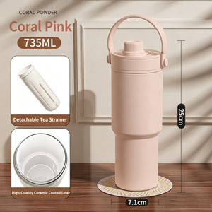 735ml Portable Handle Ceramic Coated Liner Insulated Tumbler With Removable Tea <b>Filter</b> <b>Water</b> <b>bottle</b> custom logo - Product Image 6