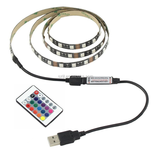 Striscia <span class=keywords><strong>LED</strong></span> RGB 1,6ft 50cm USB 5V SMD5050 60 <span class=keywords><strong>LED</strong></span>/m per Illuminazione di Sfondo TV con Telecomando Wireless - Product Image 2