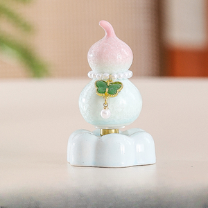 ของตกแต่งเซรามิกจีนรูป<span class=keywords><strong>น้ำเต้า</strong></span>พร้อมฐานลายดอกบัว ของตกแต่งโต๊ะขนาดเล็กเสริมมงคล ของขวัญรูปปั้นฮวงจุ้ยแบบดั้งเดิม ของตกแต่งบ้านสำหรับวางบนโต๊ะ - Product Image 6