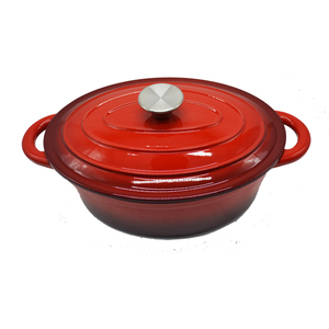 Casseroles de cuisine en <span class=keywords><strong>fonte</strong></span> émail, accessoire de rôtissoire à forme ovale et rouge, avec couvercle, nouveaux modèles de 4,5qt - Product Image 1