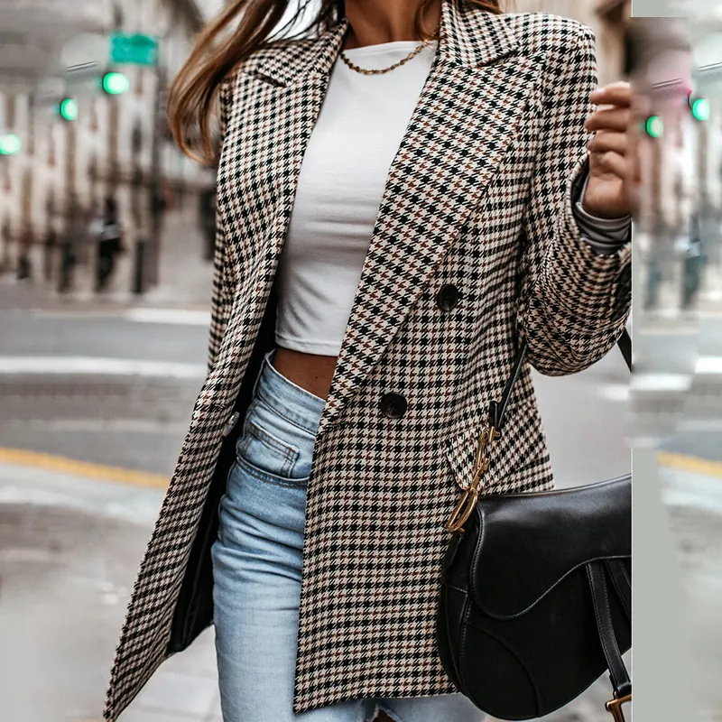 Nuovi strass di primavera eleganti da donna, Blazer inverno allacciatura sottile ampia giacca 2024 formale Splice cappotti di alta qualità/