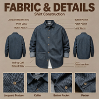 Chemise pour Homme Maden en Jean à Carreaux, Veste Chemise Rétro Style Workwear Grande Taille, Chemise Shacket à Manches Longues à Carreaux, Tendance Printemps 2026